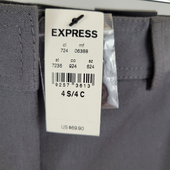 EXPRESS Columnist Studio Stretch Slim Flare grey low rise career office pants - Picture 10 of 11